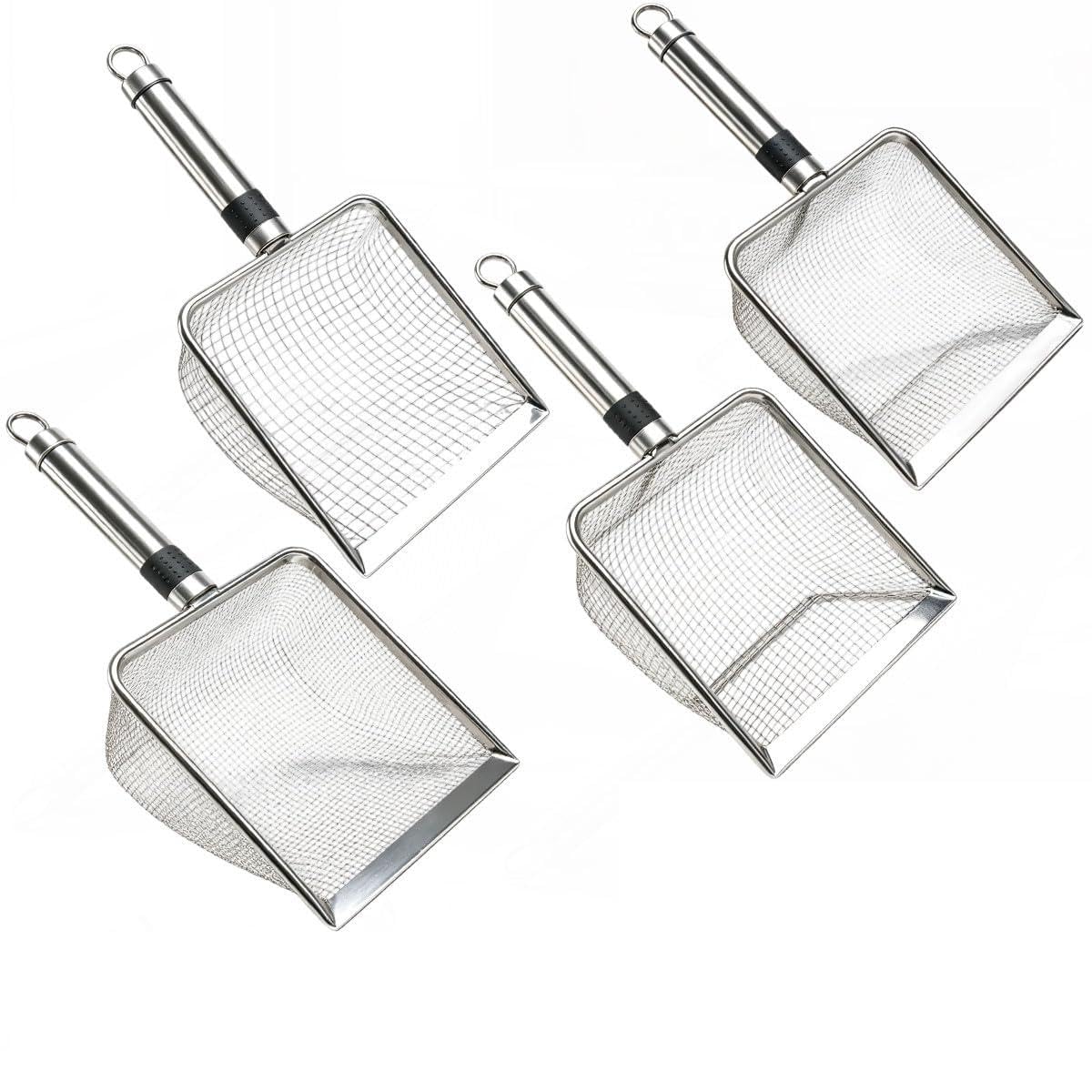 Vurixfo 4 Pack Stainless Steel Soil Sifter 2-5mm Mesh for Gardening