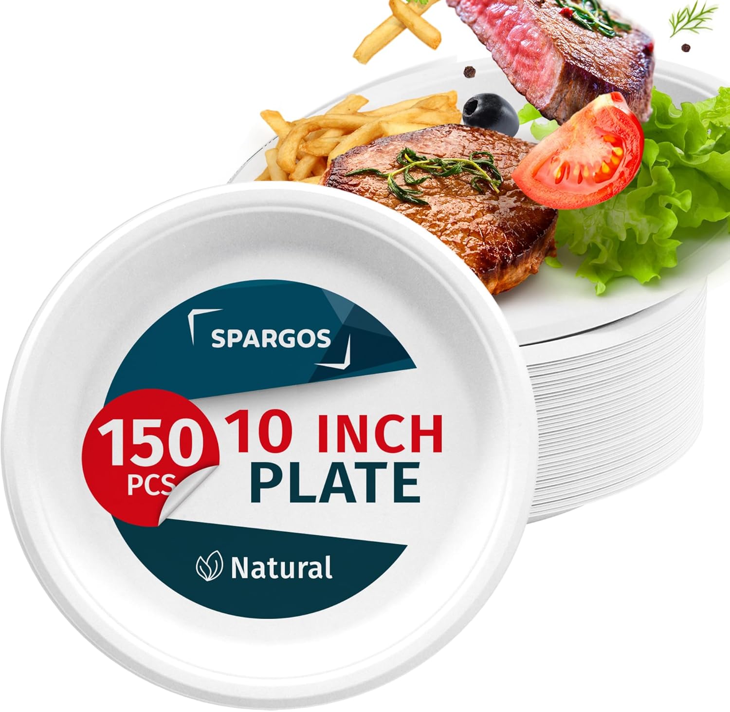 Heavy Duty Paper Plates 10 inch (150 Pack) Disposable