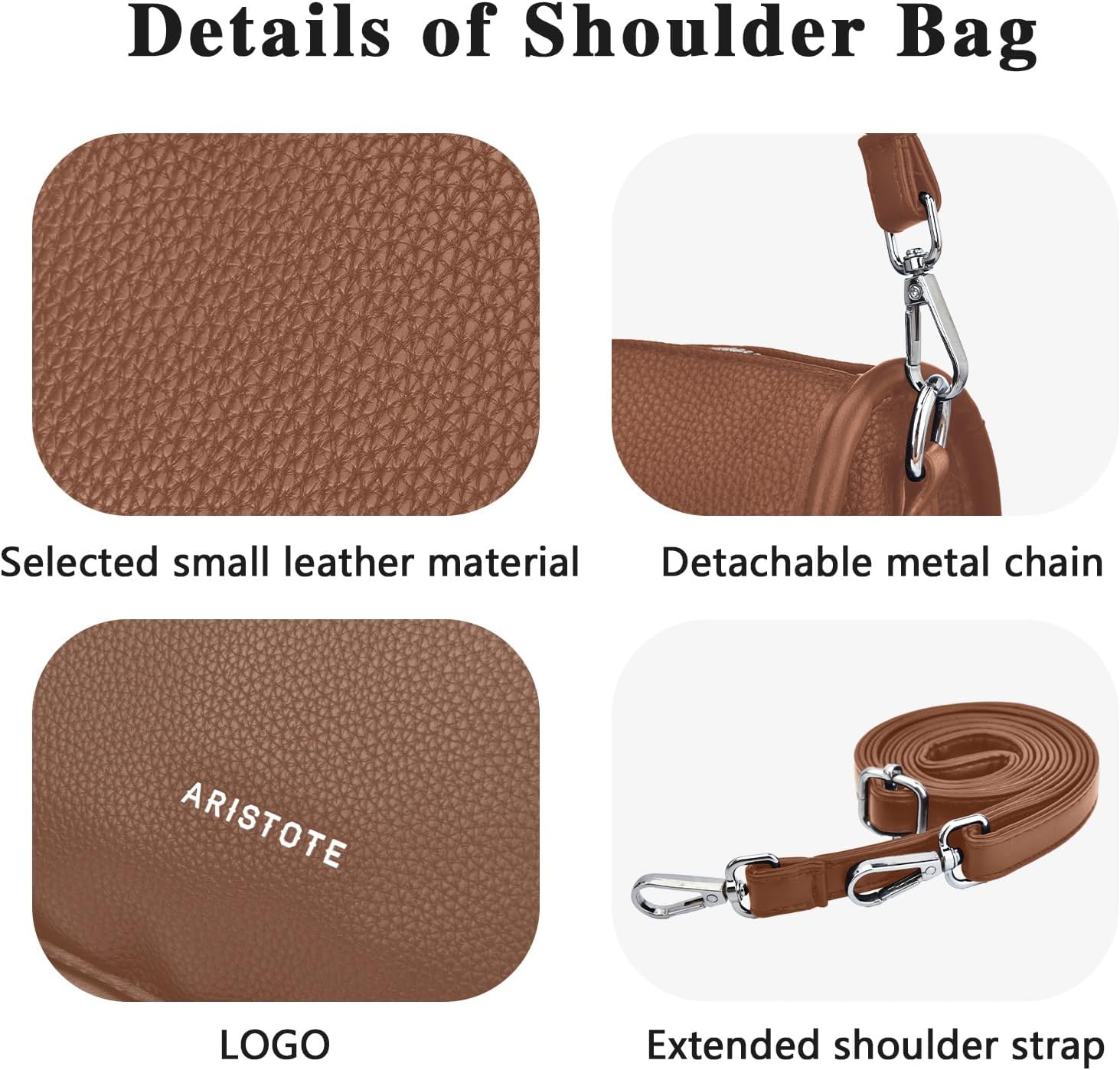 ARISTOTE Shoulder Bags for Women, Leather Purse Cute Handbag Hobo Tote Crossbody Wallet with Removable Strap - Image 6