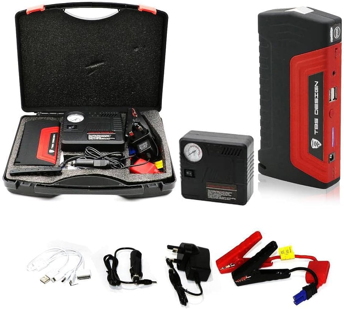 amXshe Car Jump Starter Battery Pack With Air Compressor, Jumper