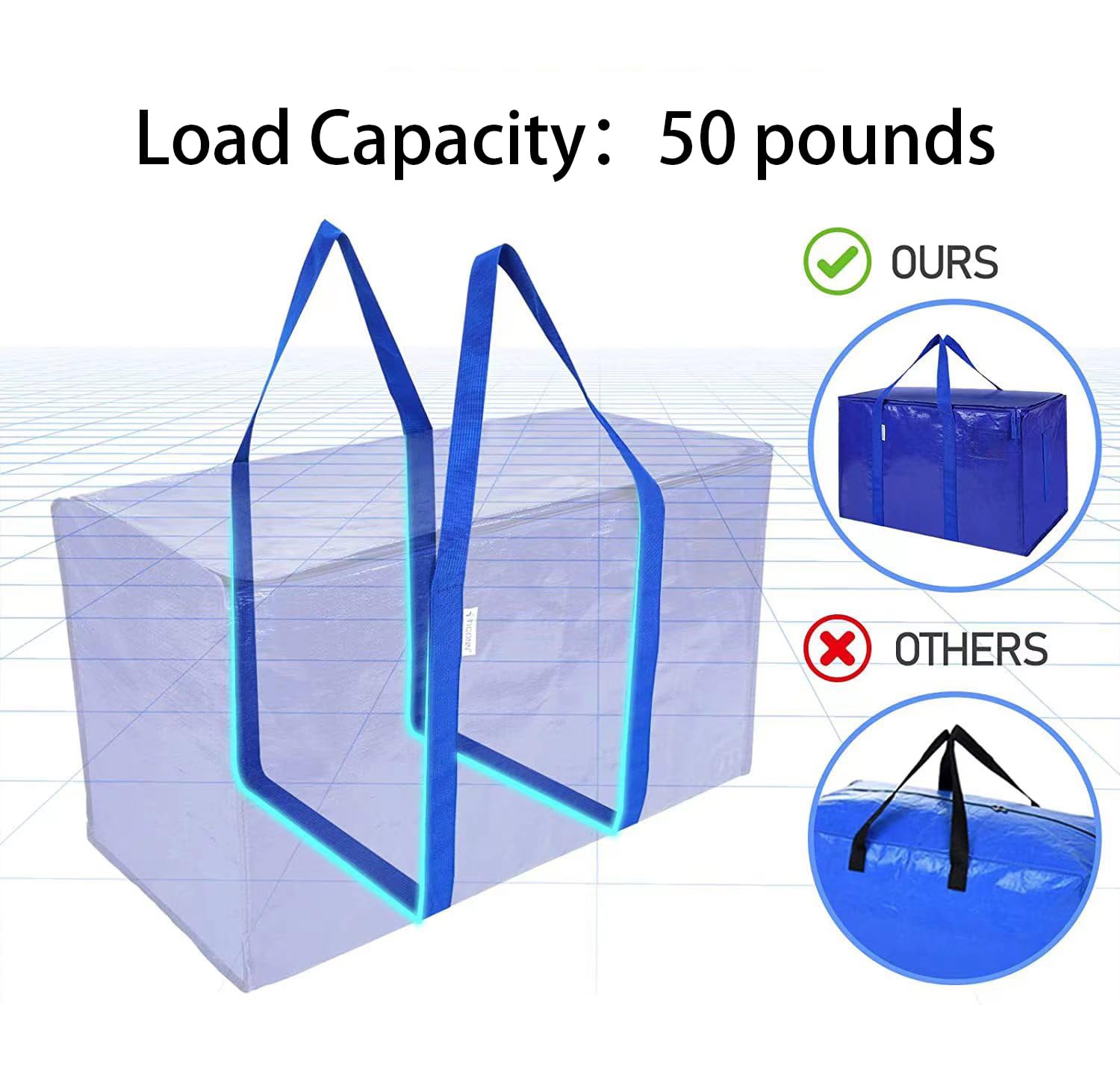 Cinnani Set da 2 Borse di stoccaggio extra large,Borsa Portaoggetti Grande da 90L, Impermeabile con robuste maniglie e cerniere,per traslochi,viaggi,campeggio,attrezzi da giardinaggio,67x35x38cm