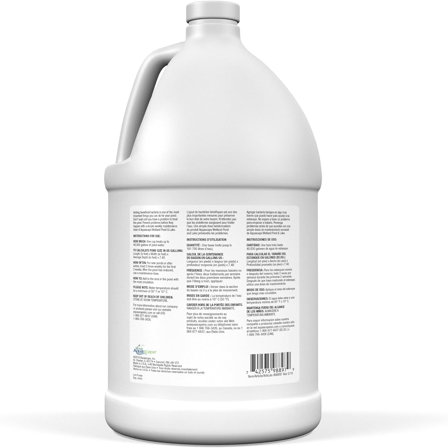 Aquascape Wetland Pond & Lake Treatment, 1 gal / 3.78 L – Supports Clean and Clear Water, Safe for Fish and Plants – 98897