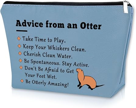 Otter Gifts for Otter Lovers Blue Makeup Bag Sea Otter Gifts for Girls Otter Themed Birthday Gifts Cosmetic Bag Animal Lover Gifts for Adults Cute Otter Gifts for Mom Aunt Sister Travel Pouch
