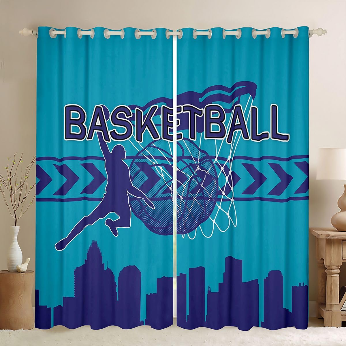 Rideaux occultants basket-ball Manfei contre les reflets dans la cuisine