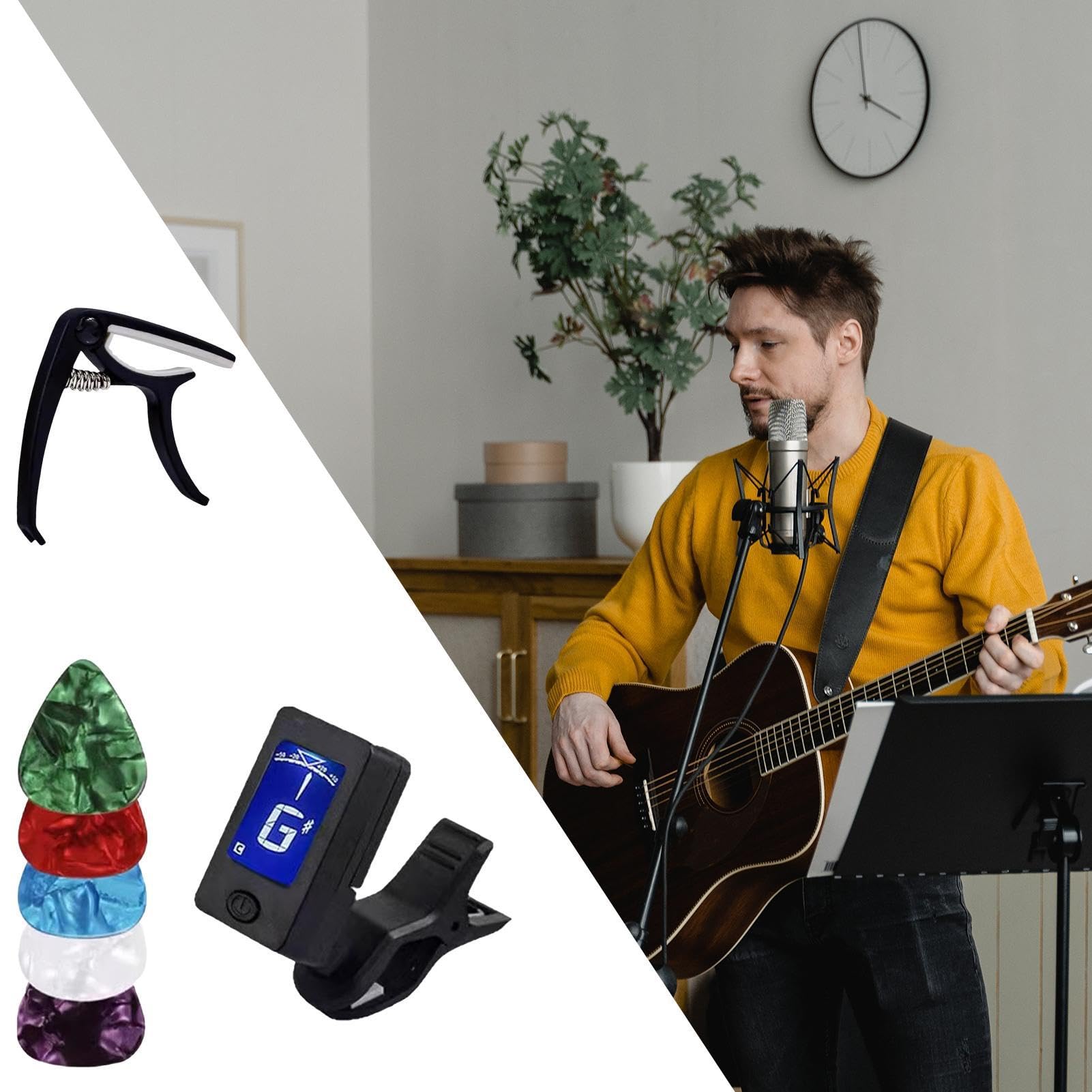エレキギター ピックカポセット Amazon | ギターアクセサリーセット|カポとピック|ウクレレ練習ツール
