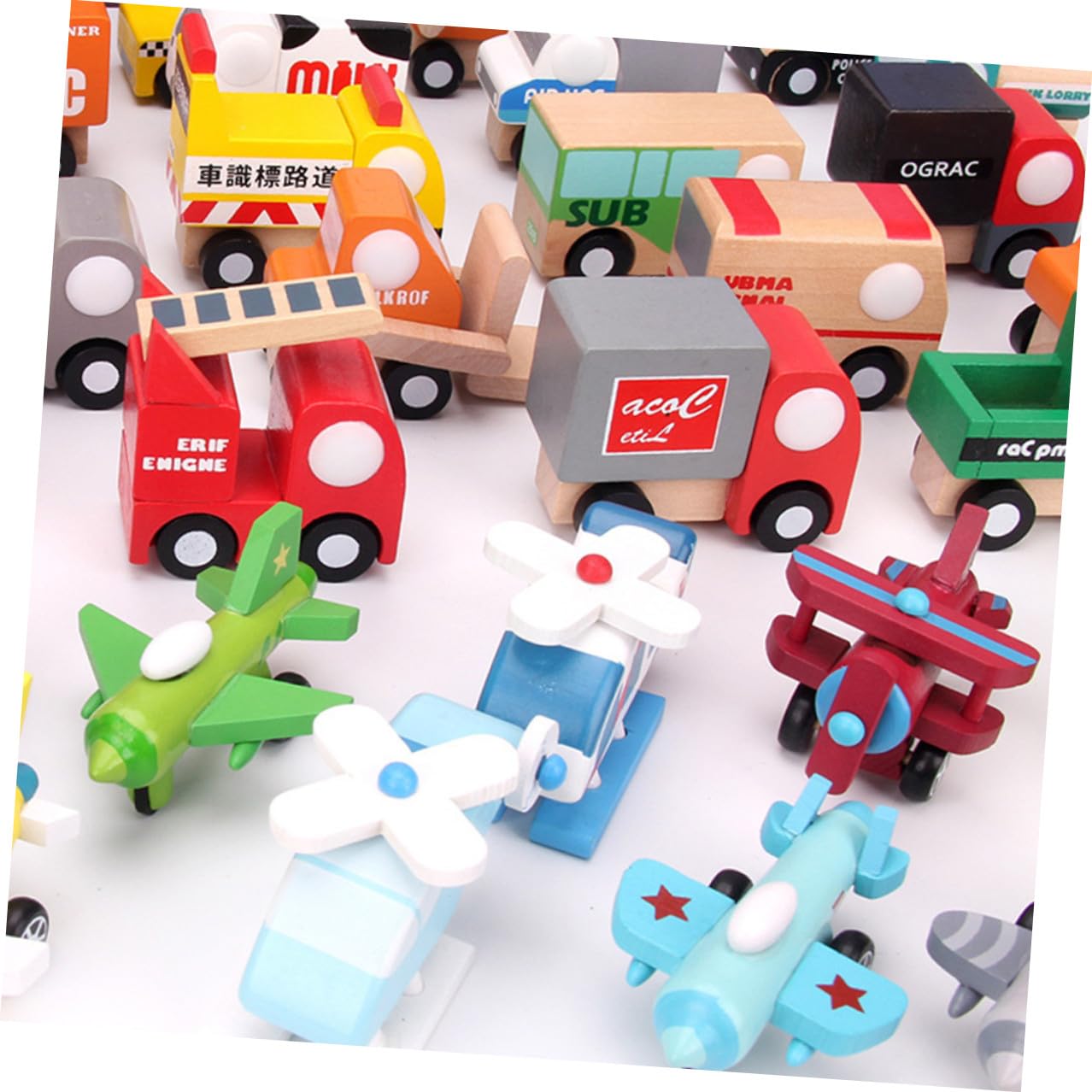 Mini Aeroplano in Legno 12 Pezzi, Giocattolo per Ragazzo Ragazza | Versione Colorata, senza Sbavature, Favorisce la Presa, Adatto a Bebè e Primi Giochi Educativi