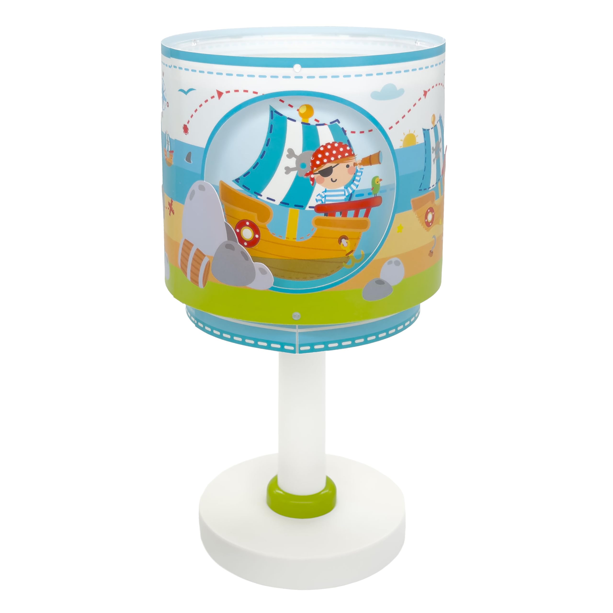 Dalber Lámpara Infantil de Mesilla Pirate Island Isla Pirata 60651N G4 | Lámpara infantil de mesa o mesita; G4 4W LED - Bombilla incluida; Luz Quitamiedos