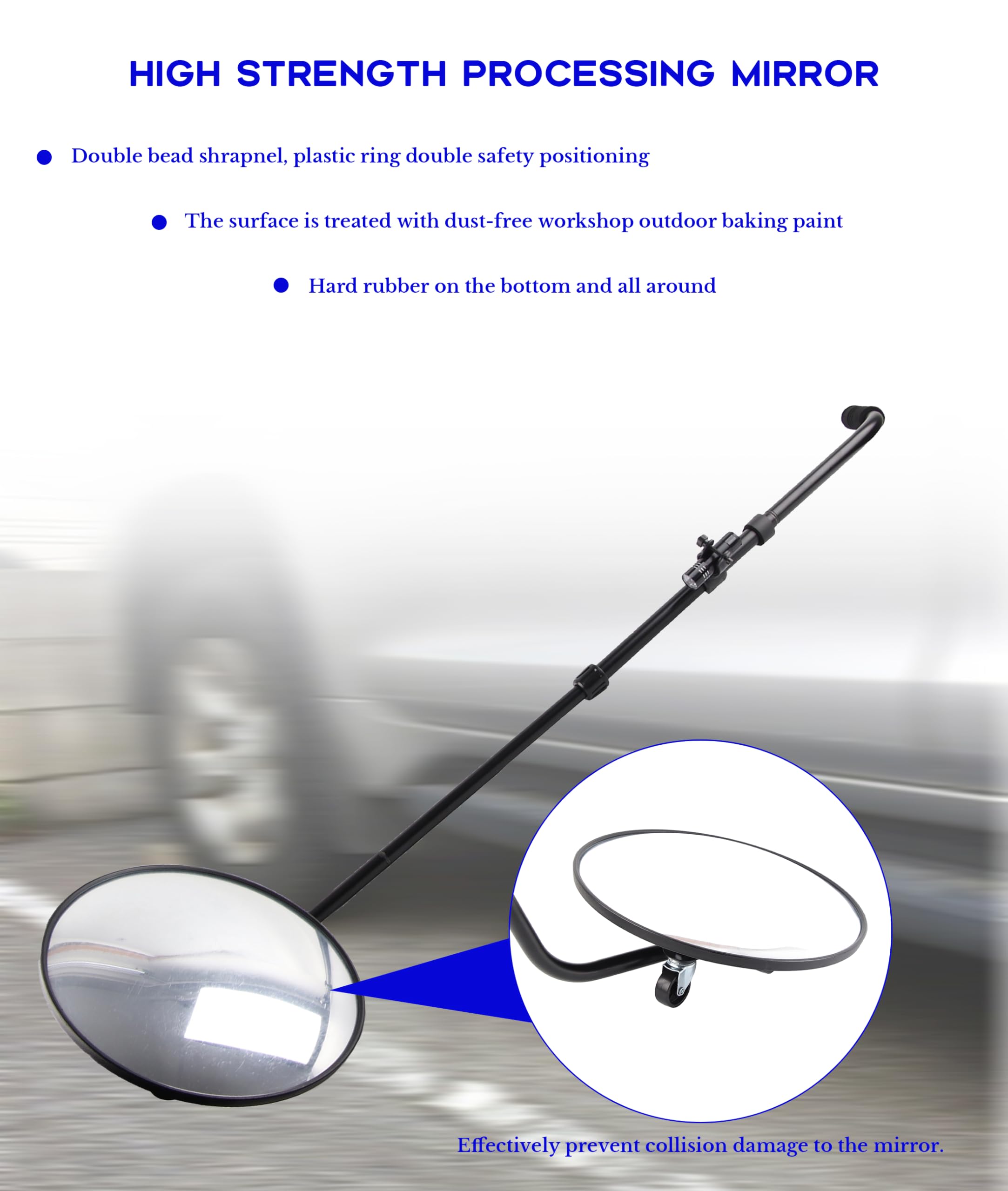 Gugxiom Miroir D'inspection Sous Véhicule, 12 Pouces de Diamètre Sous Miroir de Voiture avec Joint Rabattable Avant et Arrière à 170°, Miroir Convexe avec Lampe de Poche LED 9