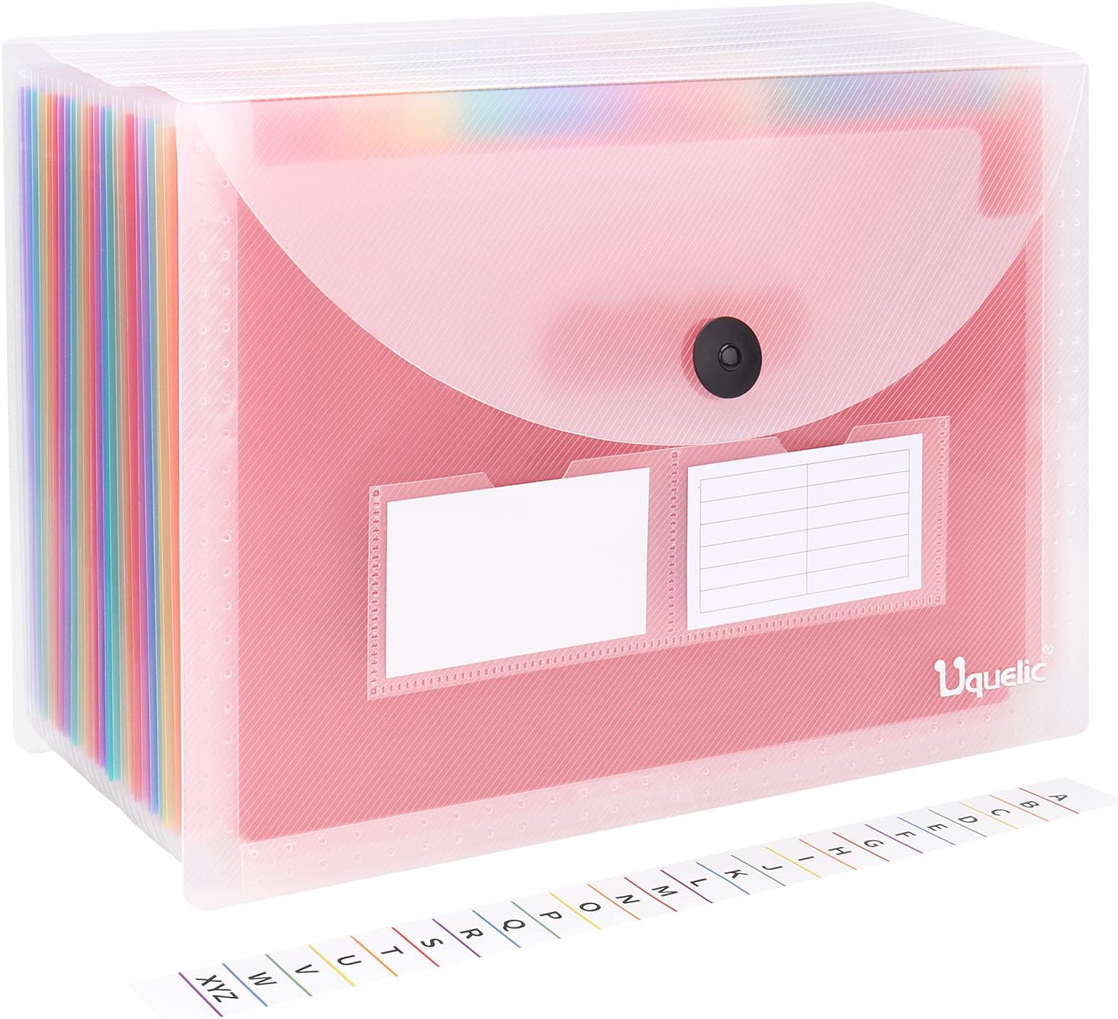 Uquelic Accordion File Organizer, Legal File Folder with 24 Pockets, Expanding File Folder with Color Index& Elastic Strap, Accordion A4 Document Folder for Receipt, Bills, Important Documents