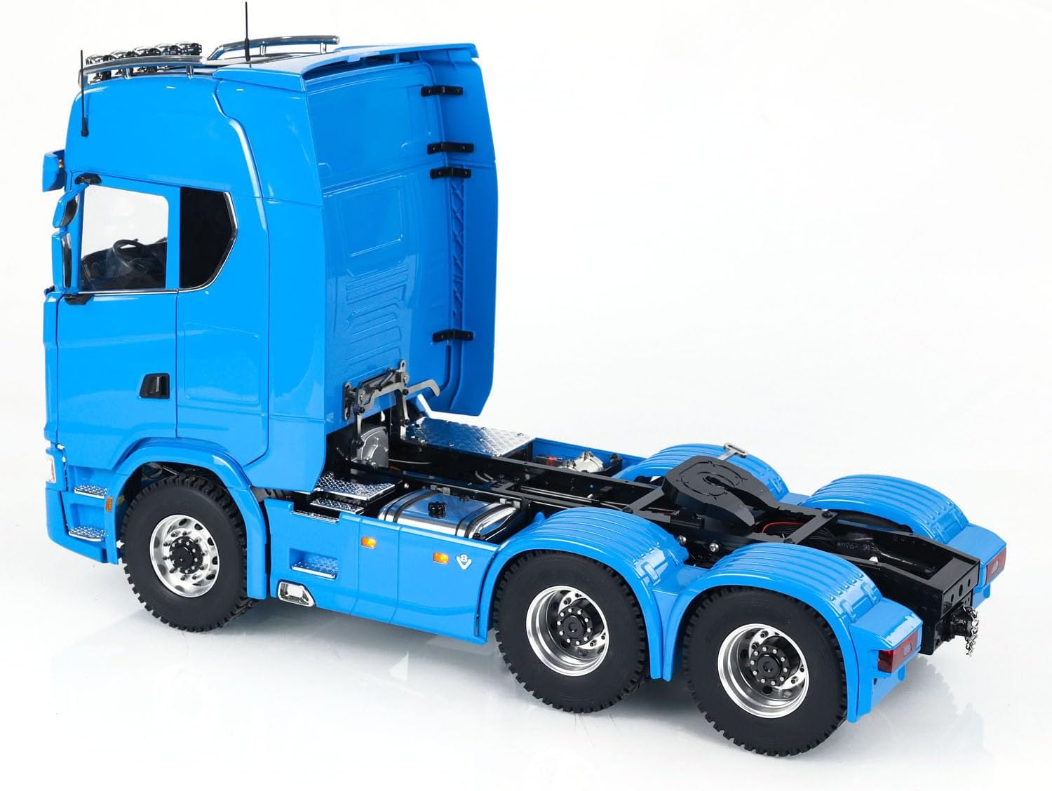 1/14 6X6 RC Tractor Truck Metal Chassis Differential Lock Axles Light Sound System Remote Control Car 2-Speed Transmission Hobby Grade Model(Blue)