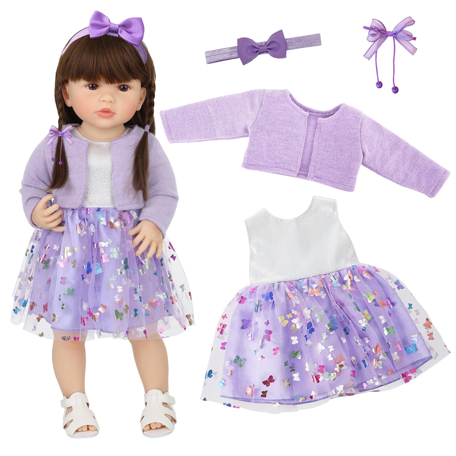 4 Pcs Sweet Baby Doll Clothes, 20-22inch Purple Baby Doll Clothes