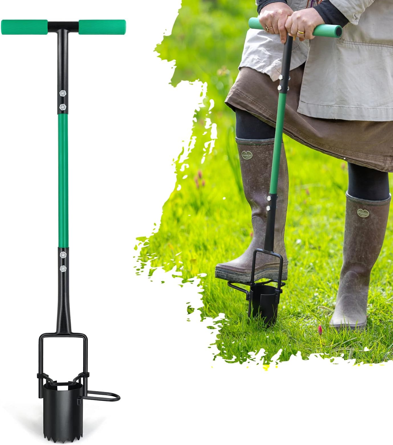 Altdorff Long Handle Bulb Planter, Garden Planter Tool for Transplanting, Digging and Soil Sampler, Make Your Planting Easier