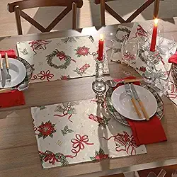 Jogo Americano Natalino Dohler Celebra Natal 6 Peças 45 x 35 cm Toalha Vermelha Verde Branca Brilho (Natal 121)