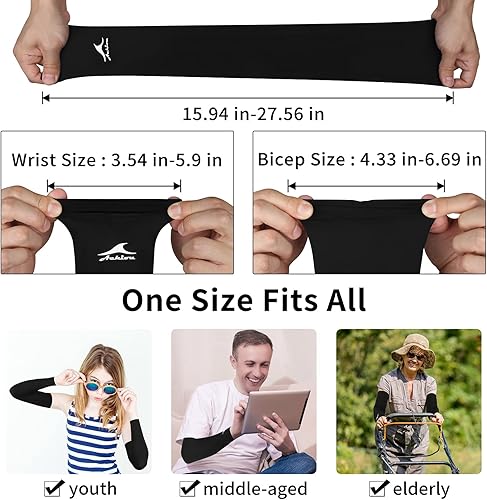 Miniatura 6 de Achiou Mangas de Brazo de Seda de Hielo Refrigerante, Mangas de Protección Solar UV de Verano, de Compresión UPF 50+ para Mujeres, Voleibol,