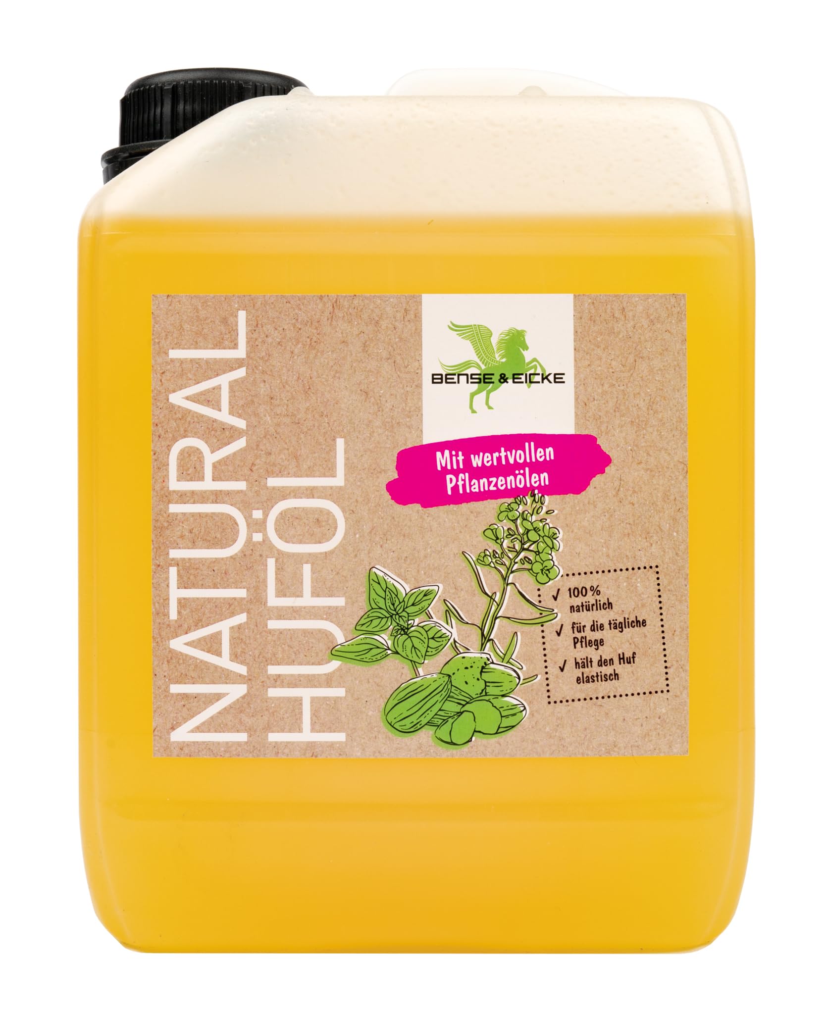 Bense & Eicke Natural Huföl 2,5L, rein natürliches Hufpflegeöl mit Avocadoöl und Oreganoöl, pflegt Hufhorn, erhält Elastizität und fördert Hornstabilität