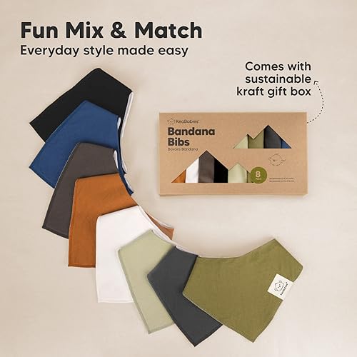 Miniatura 9 de Paquete de 8 baberos orgánicos para bebé baberos unisex elegantes baberos de bandana súper absorbentes baberos de dentición suave para bebés baberos