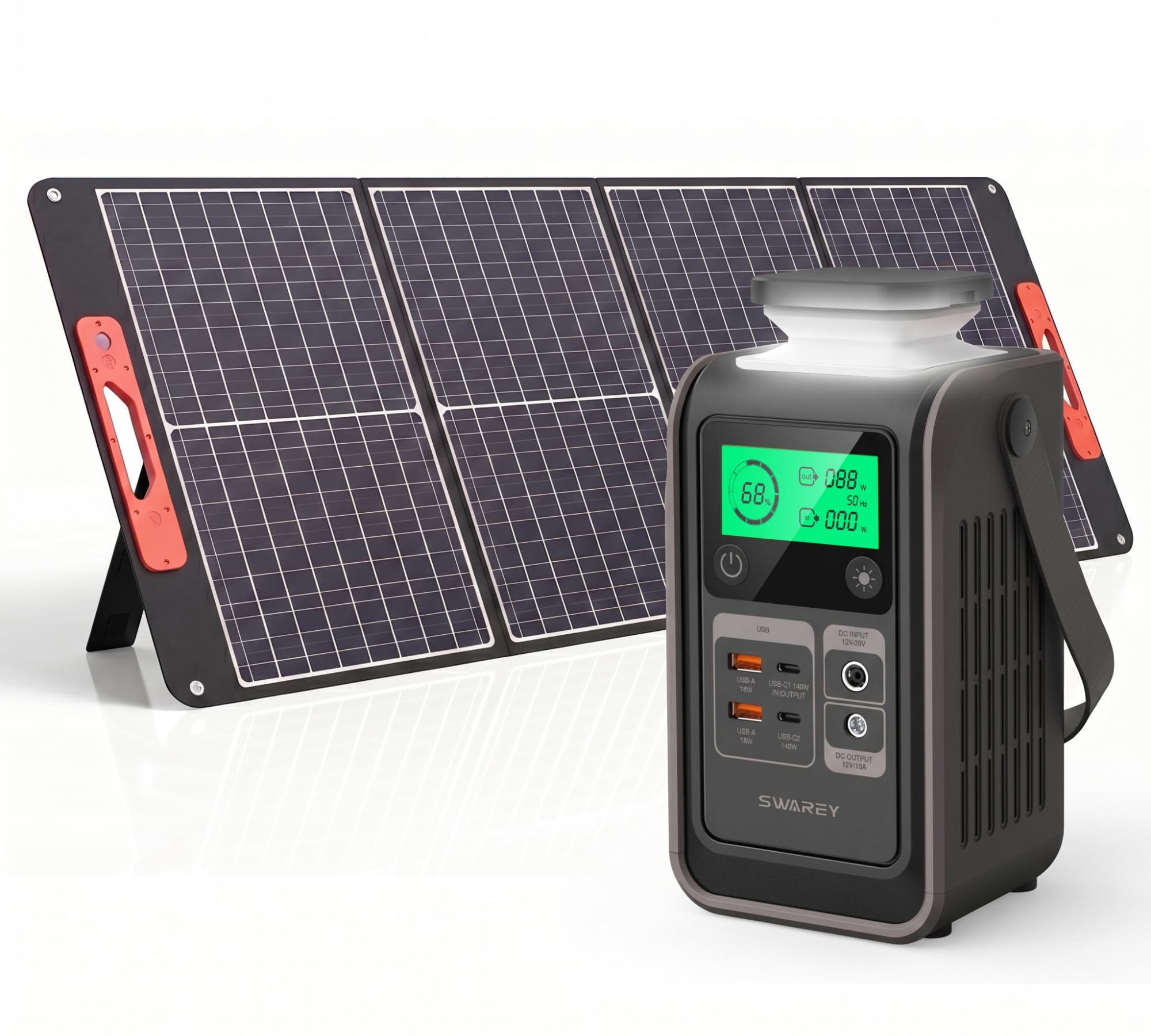 Tragbare Powerstation S200 mit 100W Solarpanel, 192Wh LiFePO4 Akku Powerbank, 140W Beiseitige Schnellladung USB-C, 180W Solargenerator für Camping Reisen Notfälle