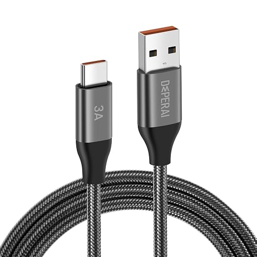 DEPERAI 60W USB A to Type C Fast Charging Cable for iPhone, Android and Laptop, Silicone Material, QC 3.0, 480 Mbps Seamless Data Transmission (Grey,60W)