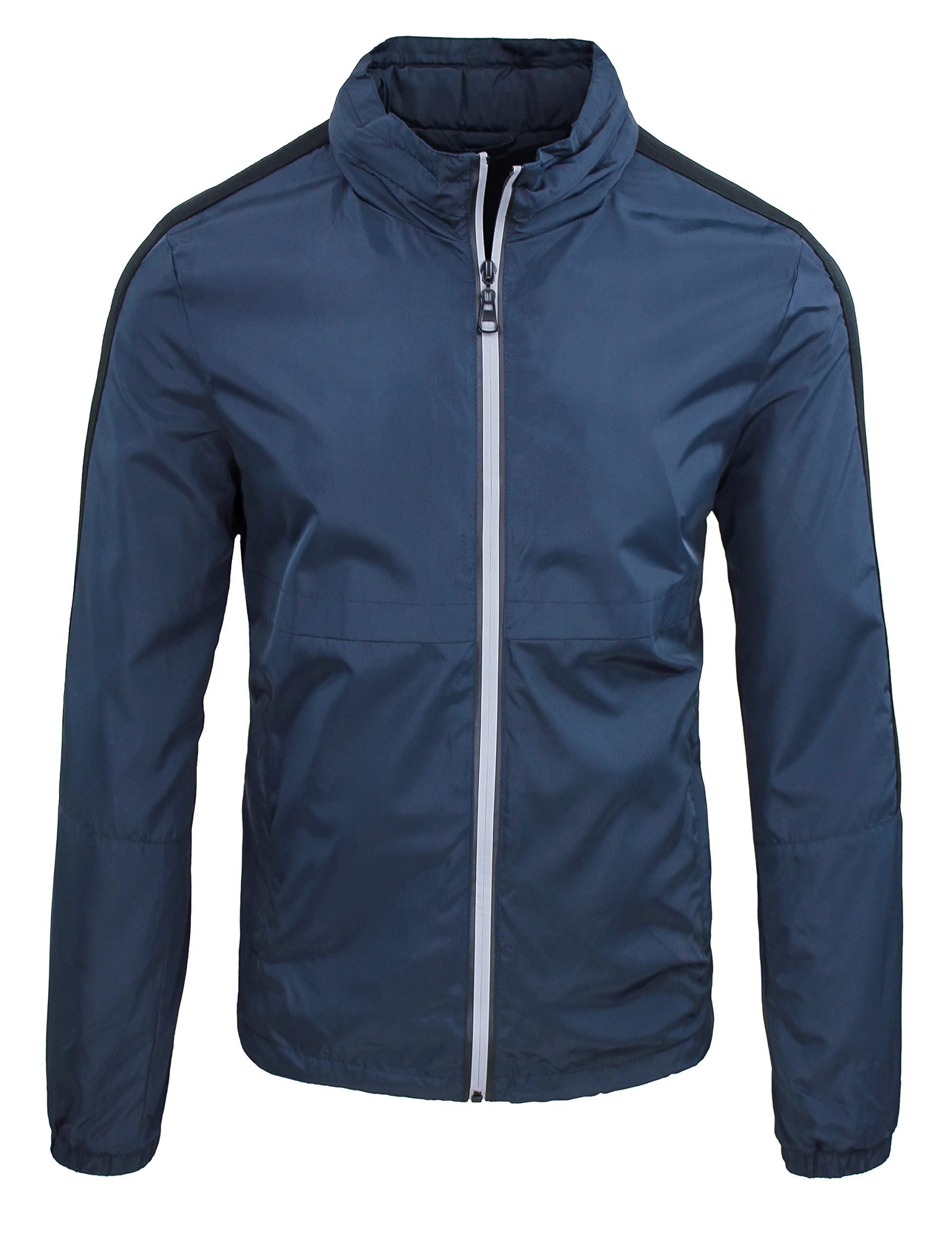 Evoga Giubbotto giacca uomo blu casual slim fit giubbino trench primavera estate