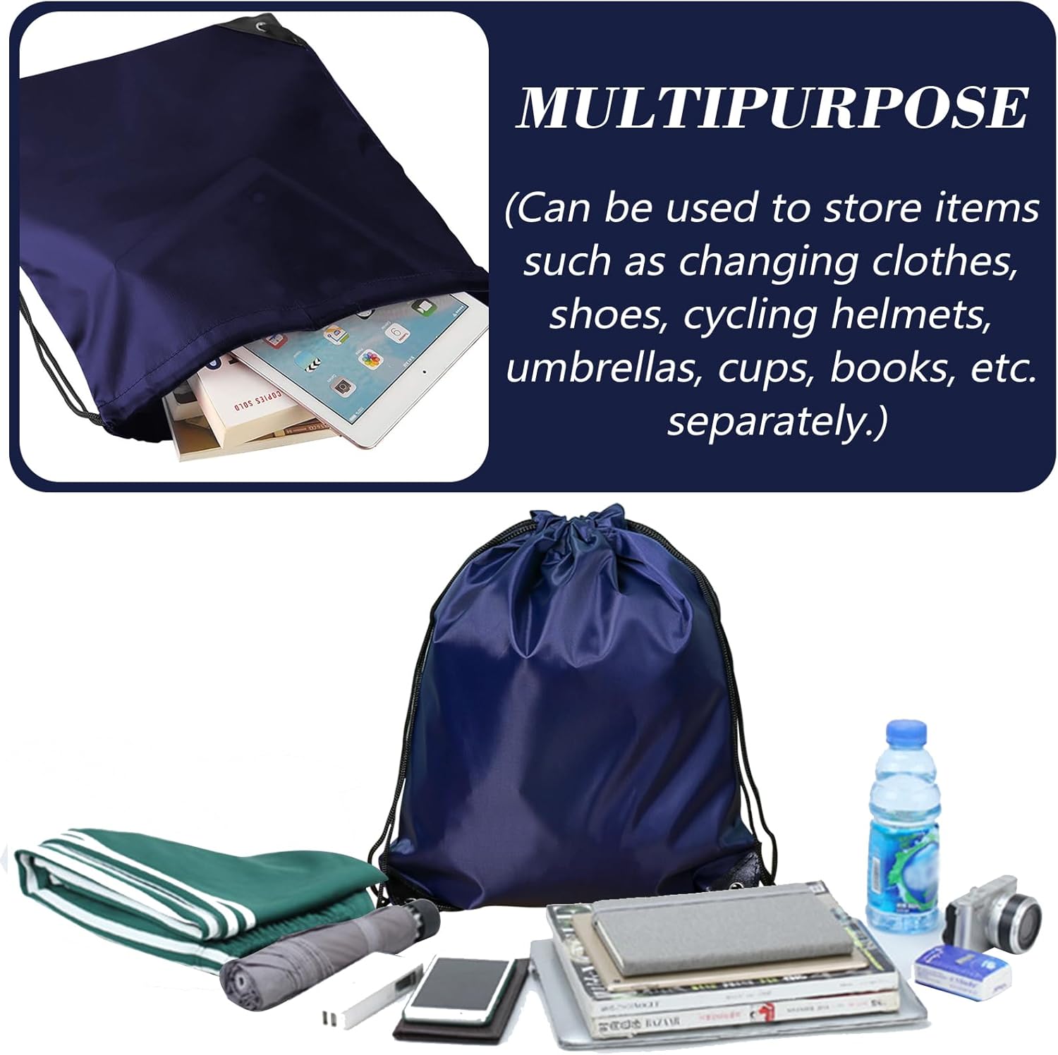 Drawstring Backpack Bulk String Backpack Drawstring Bags Sport Gym Cinch Bag Sackpack for Women Men (Navy Blue 24PCS) - Image 6