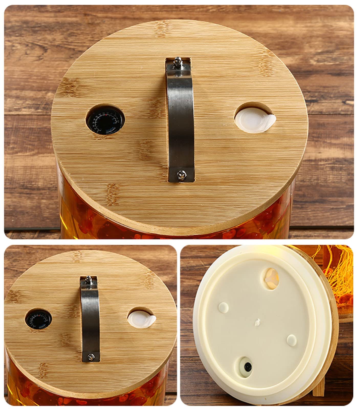 Dispenser per bevande in vetro con beccuccio in acciaio inox e supporto in bambù, dispenser per bevande calde per feste, ideale per tè, succhi di frutta, birra e vino