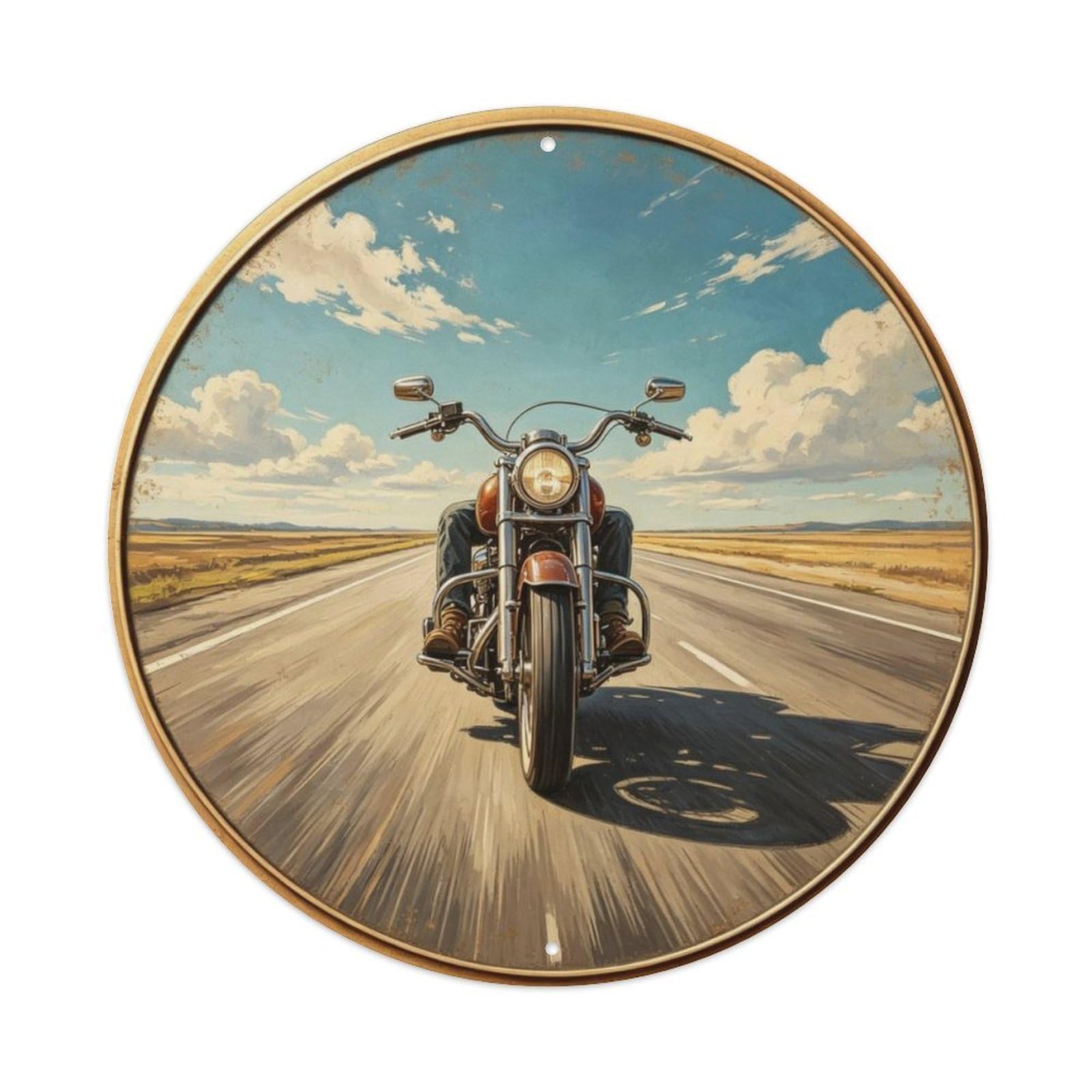 Vintage Route 66 Motorcycle Metal Tin Sign Plaque