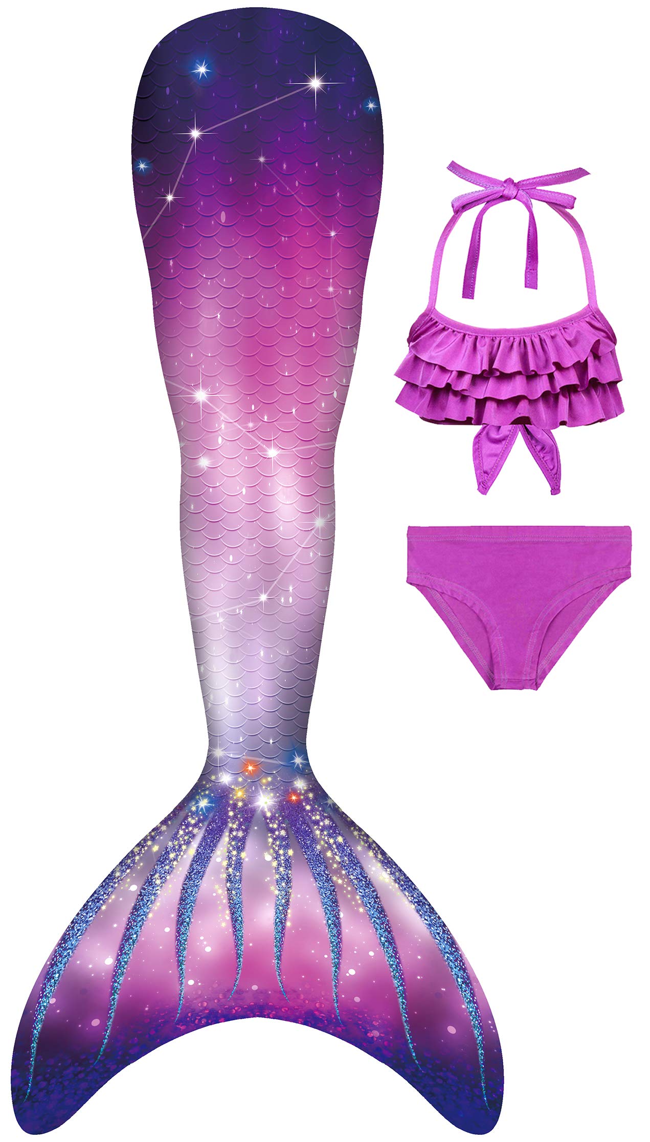 DNFUN Cola de Sirena para niña para Nadar, Traje de baño Sirena niña con Bikini,sin monoaleta