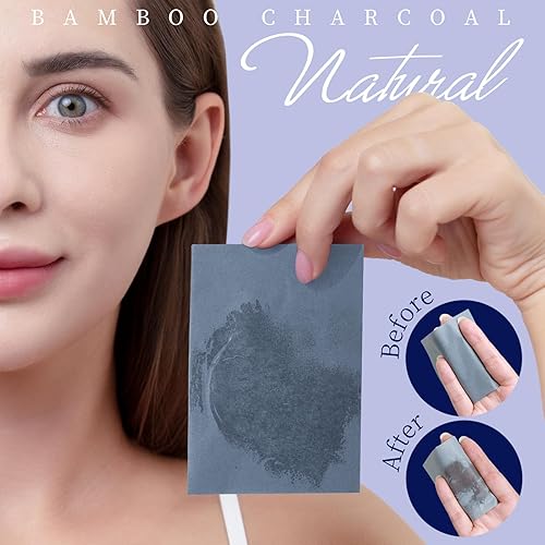 Miniatura 6 de Teenitor 200 hojas de papel secante para piel grasa, hojas de aceite facial con carbón de bambú, hojas de secado de aceite para cara, hojas