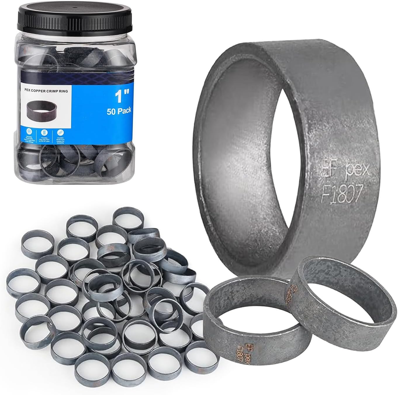 GUOFIS 1Inch PEX Copper Ring for Potable Water