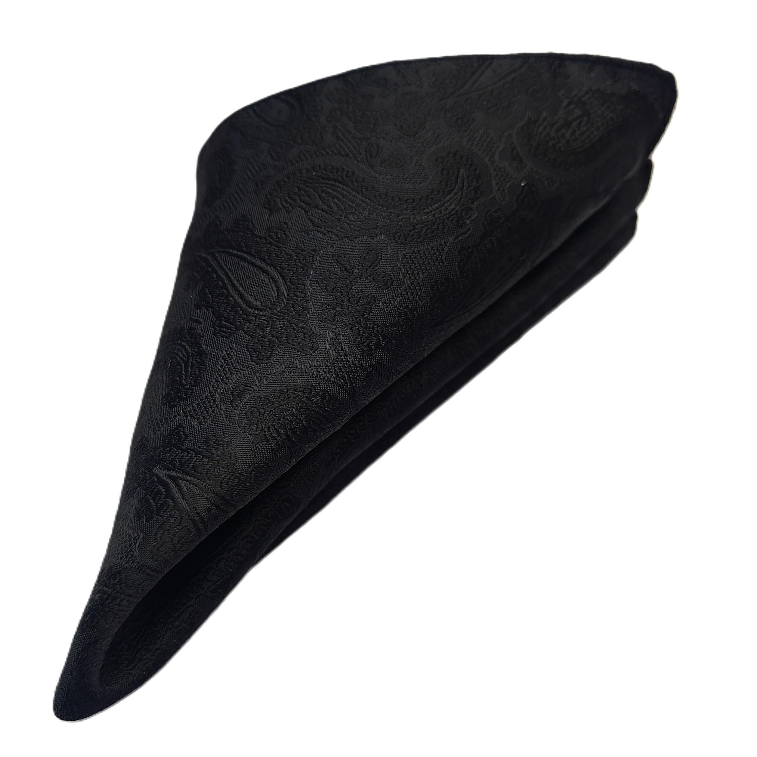 France Men's Pocket Square for Tuxedo Dinner Jacket Suit Sherwani or Bundy Paisley Design Satin Fabric Free Size (Black)