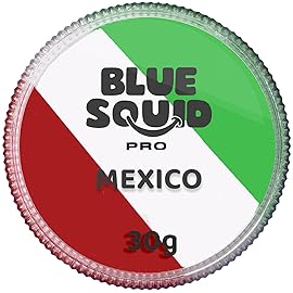 Blue Squid Face Paint Water Based Single Cake Professional Face & Body Paint - Water Activated, Kids Adults Face Painting for Costume, Halloween Makeup, Cosplay - Green, White, Red Face Paint 30g