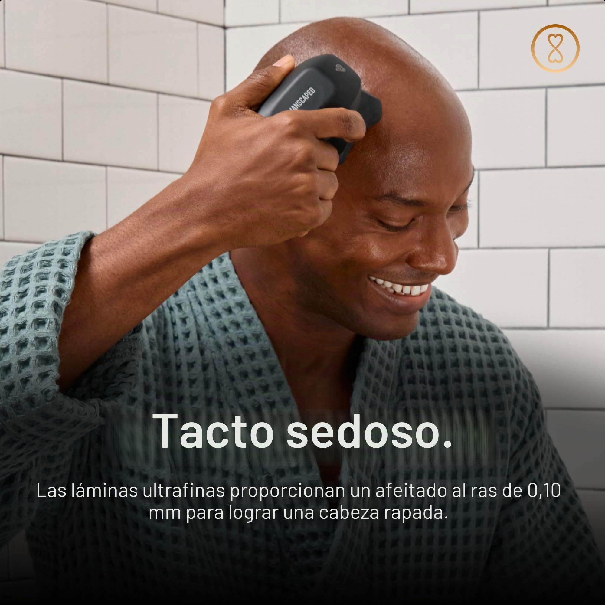 MANSCAPED® The Dome Shaver™ Plus - Afeitadora de cabeza para hombre, cuatro cuchillas giratorias de doble pista con tecnología SkinSafe® y FlexAdjust, impermeable, carga USB-C, almohadilla magnética
