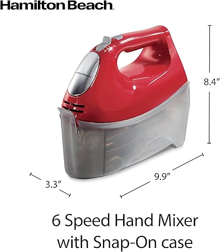 Miniatura 8 de Hamilton Beach Batidora de mano eléctrica de 6 velocidades con batidor batidores tradicionales estuche de almacenamiento a presión ganchos de masa