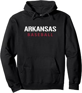 Arkansas Baseball Block and Stencil Font Pullover Hoodie