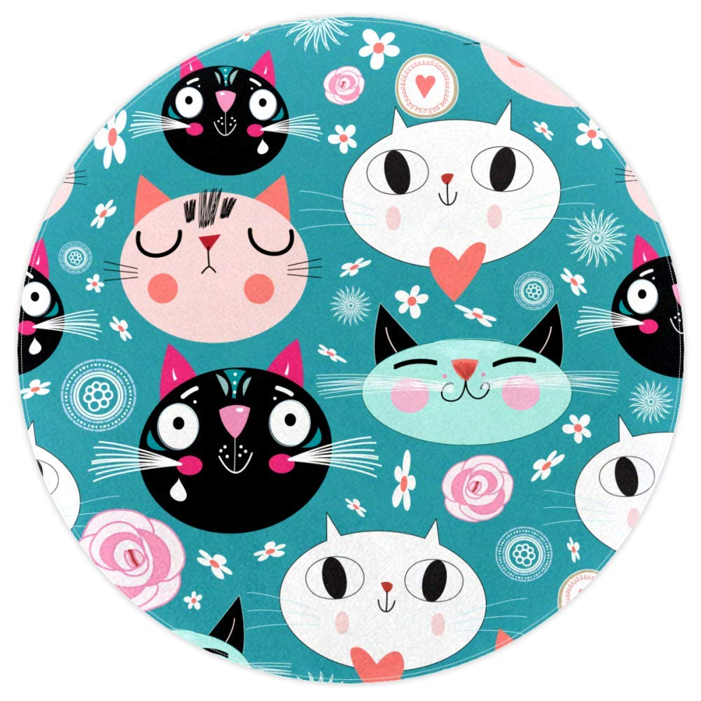 Tapis rond chat antidérapant pour protéger le sol et réchauffer la chambre