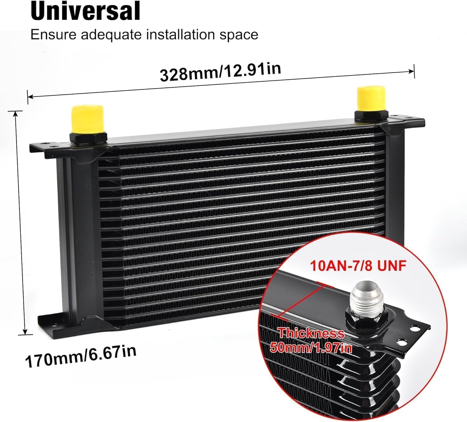 EVIL ENERGY 19 Row Oil Cooler Kit, 10AN Transmission Engine Cooler British Radiator Universal Aluminium Black