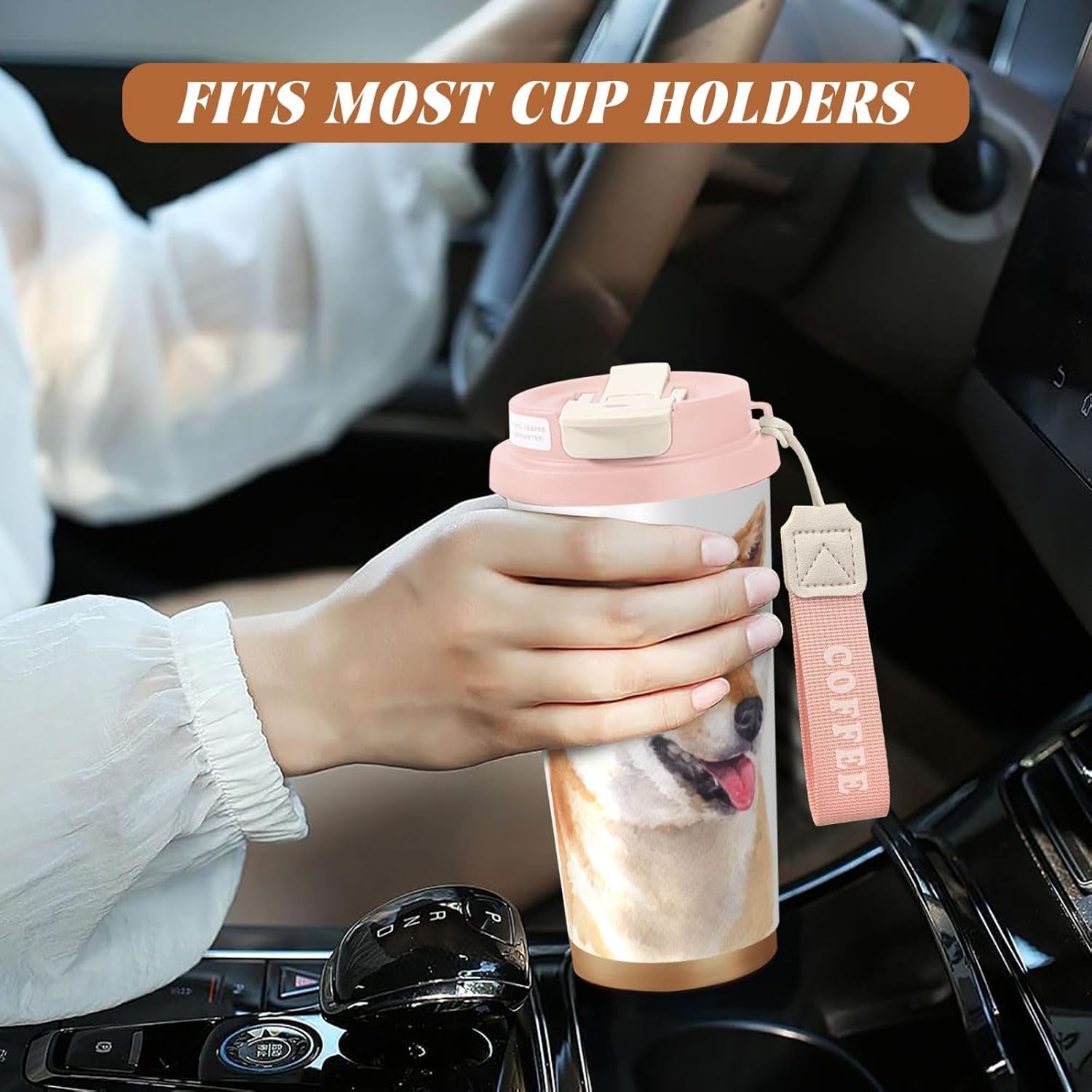 タンブラー 柴犬 いぬ 犬柄 コーヒーカップ 500ml ストロー付き 蓋付き 316ステンレス 水筒 魔法瓶 マグボトル 直飲み