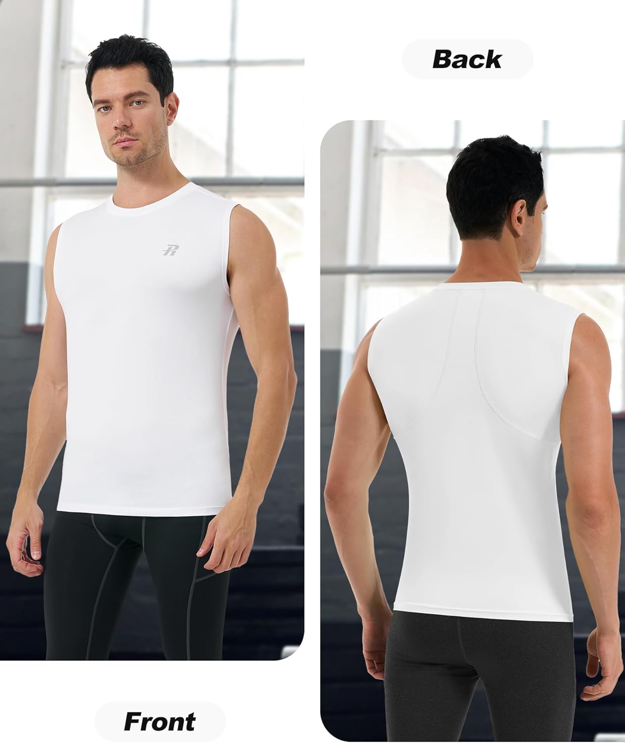 Runhit 3 Pack Men's Compression Shirts Sleeveless Workout Athletic Tank Top Sports Base Layer Undershirt for Running Gym - Image 2