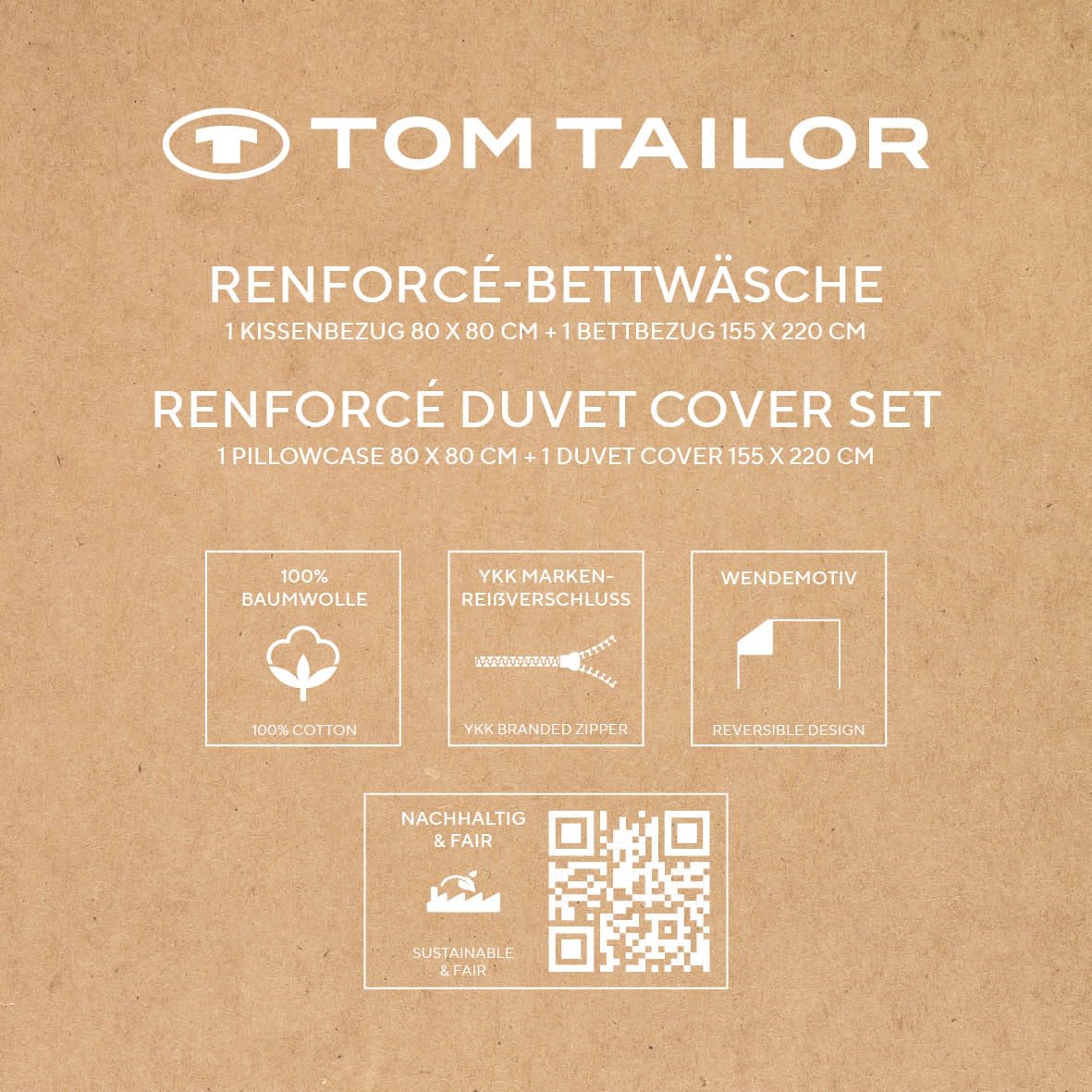 TOM TAILOR Renforcé-Bettwäsche, 80x80 cm + 155x220 cm, 100% Baumwolle/ Renforcé, mit Wendemotiv und farbigem Reißverschluss, BOLD STRIPES Grün, Blau (Green Leaf & Cool Blue)