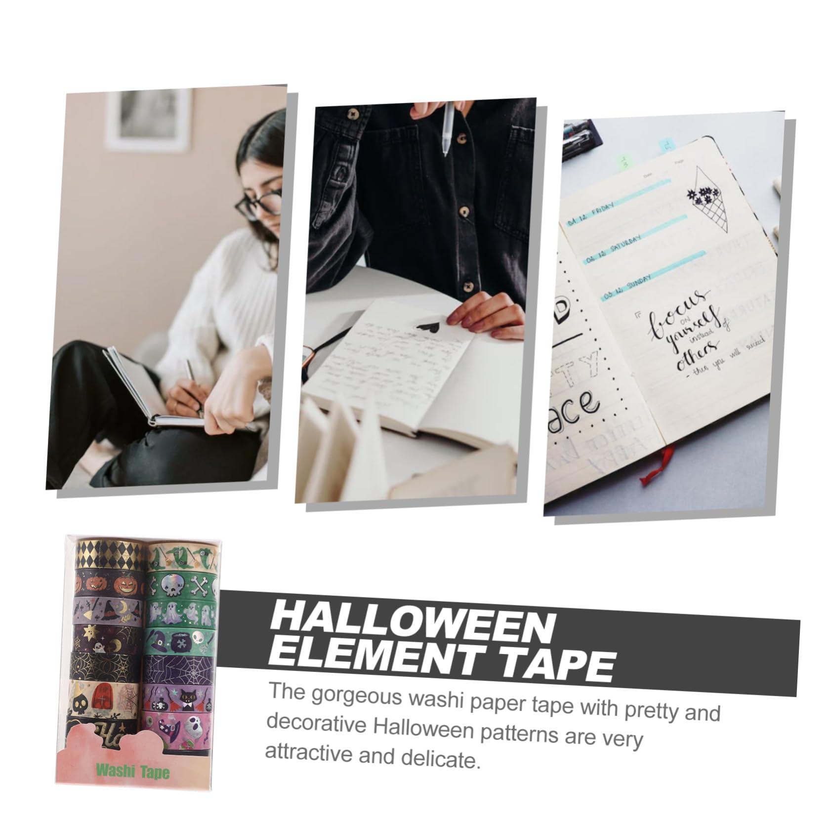 DOITOOL 5 Ensembles Ruban Adhésif Décoratif Halloween Washi Tape Avec Motifs Élégants Pour Scrapbooking Et Bricolage Pour Journaling Et Créatifs 16 Rouleaux*5