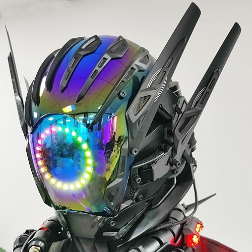 Miniatura 5 de Máscara LED punk cosplay para hombres, máscara de Halloween para fiestas y festivales de música