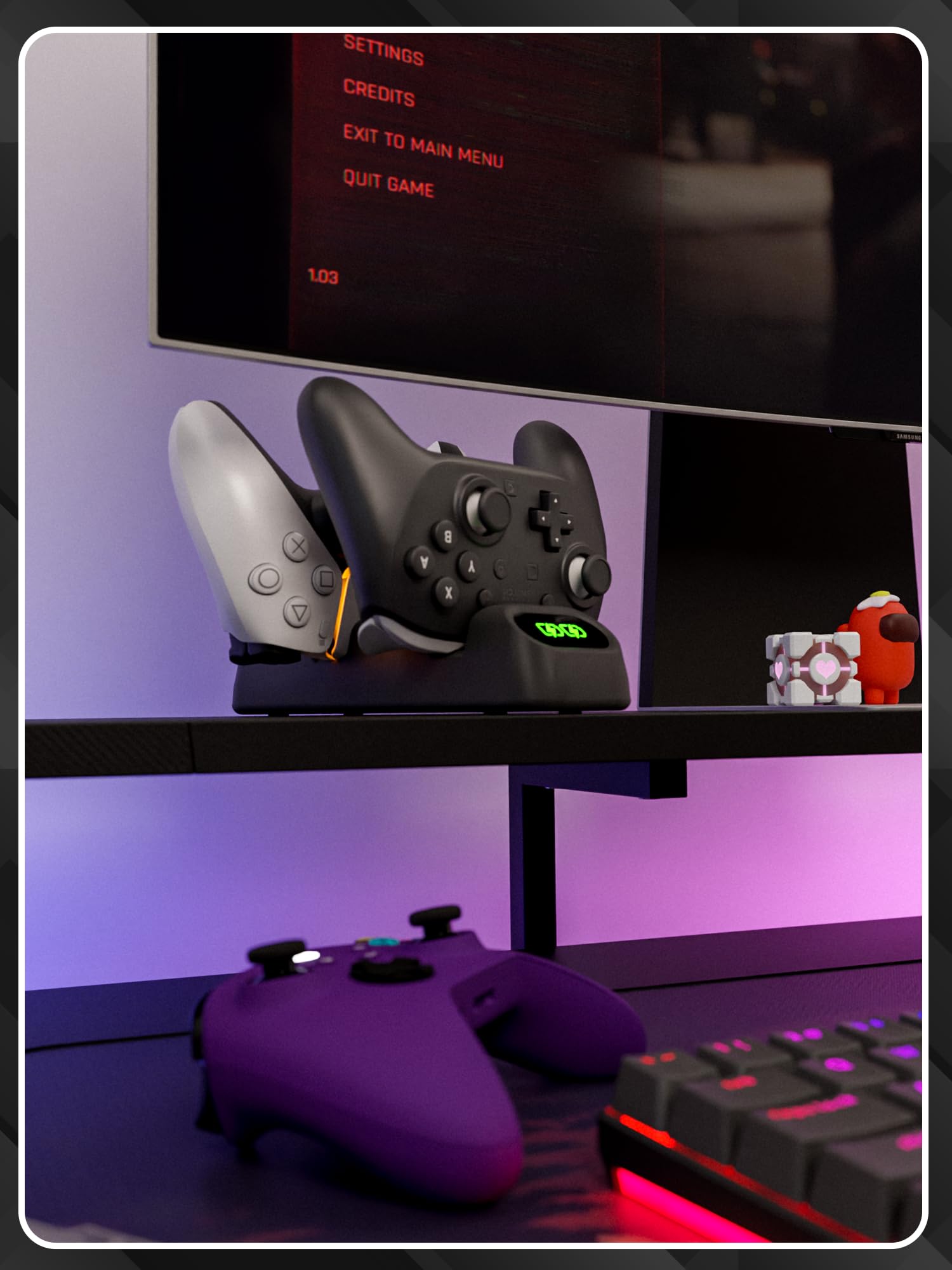 Orzly supporto caricabatterie controller per Google Stadia funziona come dock per tutti i controller di tipo C - Jet Black Edition