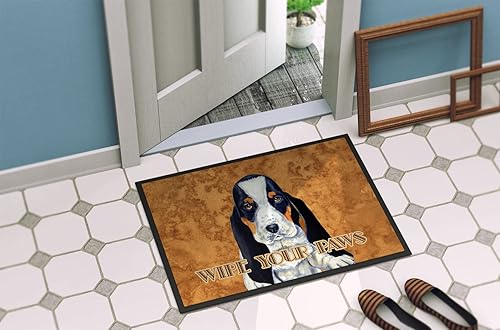 Miniatura 4 de Caroline's Treasures LH9450MAT Basset Hound Wipe Your Paws - Tapete para puerta delantera, 18 x 27 pulgadas, tapete para interiores y exteriores,