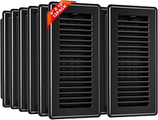 4x10 Floor Register, Black Adjustable Airflow for Home Floor Vents, 12 Pack