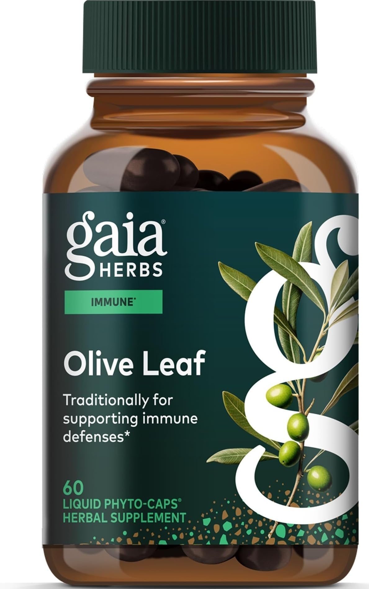 Gaia Herbs Olive Leaf - Traditional Immune Health Support - Immune System Supplement with Olive Leaf Extract & Oleuropein* - 60 Vegan Liquid Phyto-Caps (60 Servings)