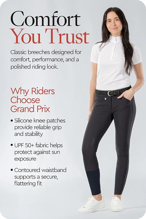 Horze Womens Grand Prix Silicone Knee Patch Breeches - Peacoat Dark Blue - 26 by HORZE - Image 4