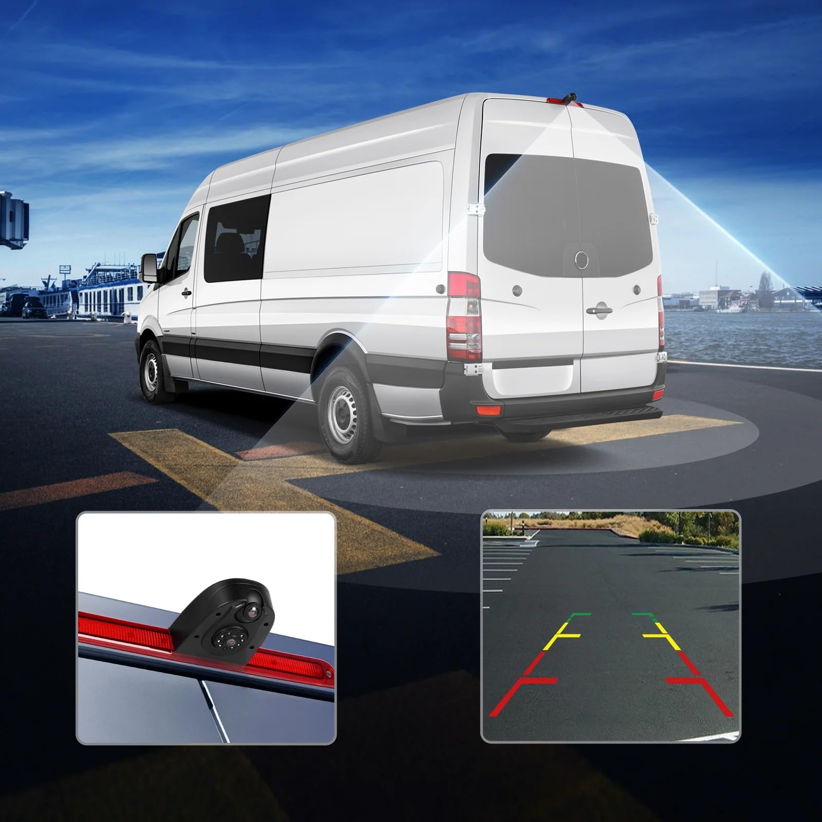 Cámaras Traseras para Benz para Sprinter 2007-2019 Vista Trasera De Coche Cámara De Marcha Atrás Visión Nocturna Luz De Freno
