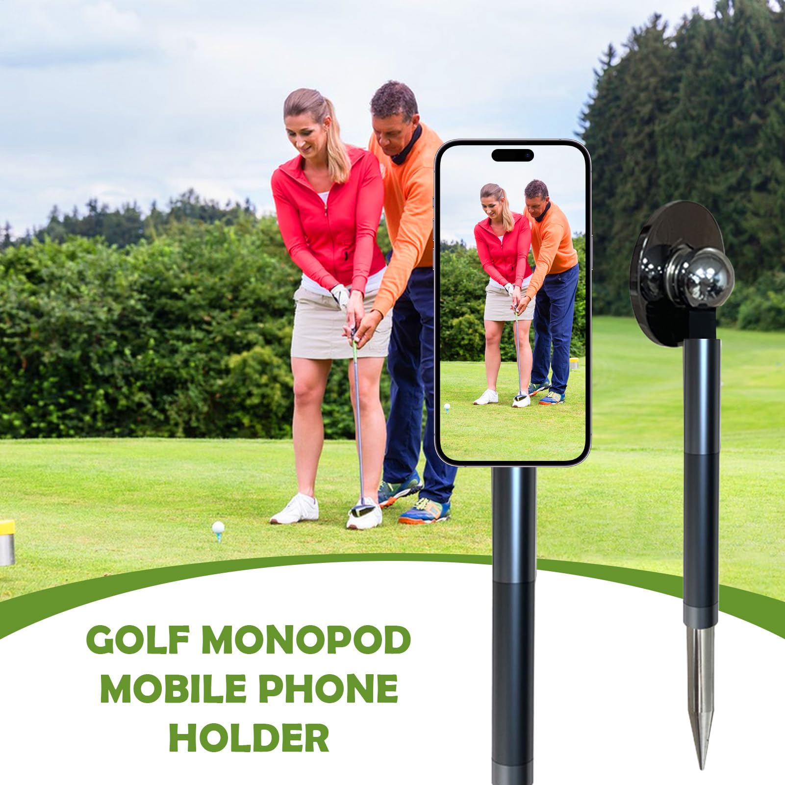 Supporto Telefono Golf Videocamera Ausilio Allenamento Portatile Stabile | Monopiede Golf Selfie Supporto Telefono A Terra Riprese Per Campo Pratica Viaggio Outdoor Allenatori Vlogger Principianti