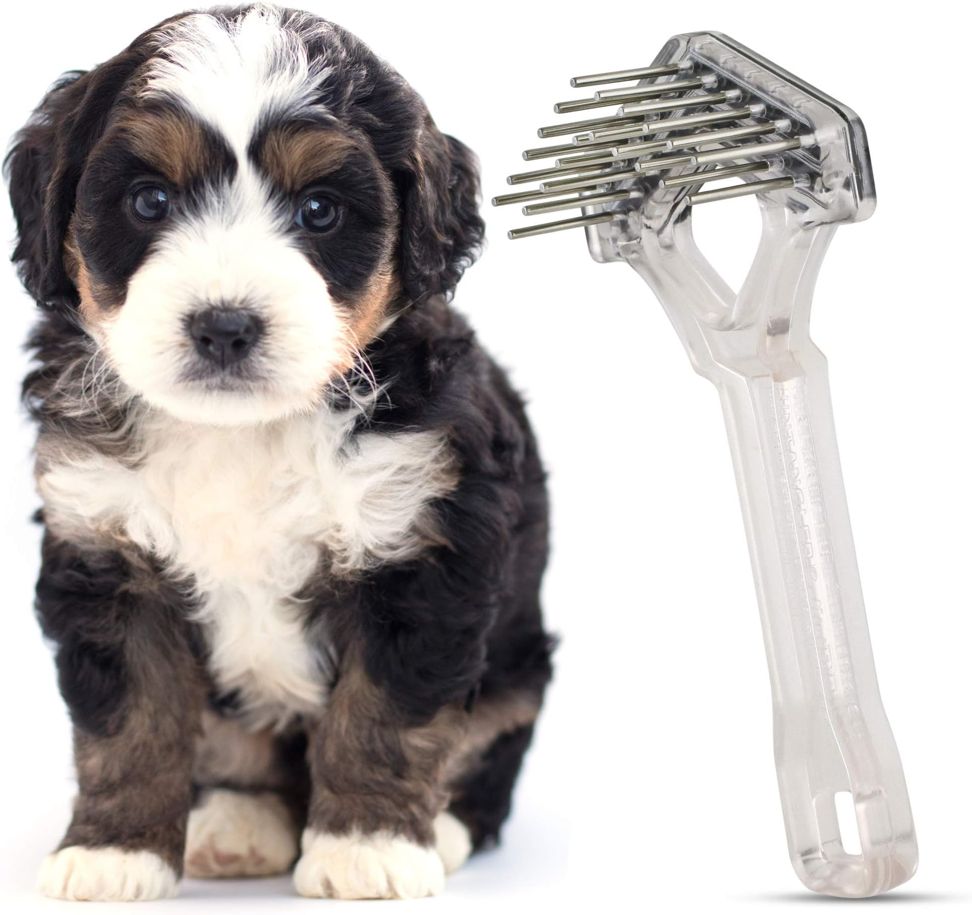 The Untangler Mini Rake Pet Comb with Long V-Shape Double Row Stainless Steel Teeth for Easy Mat Removal