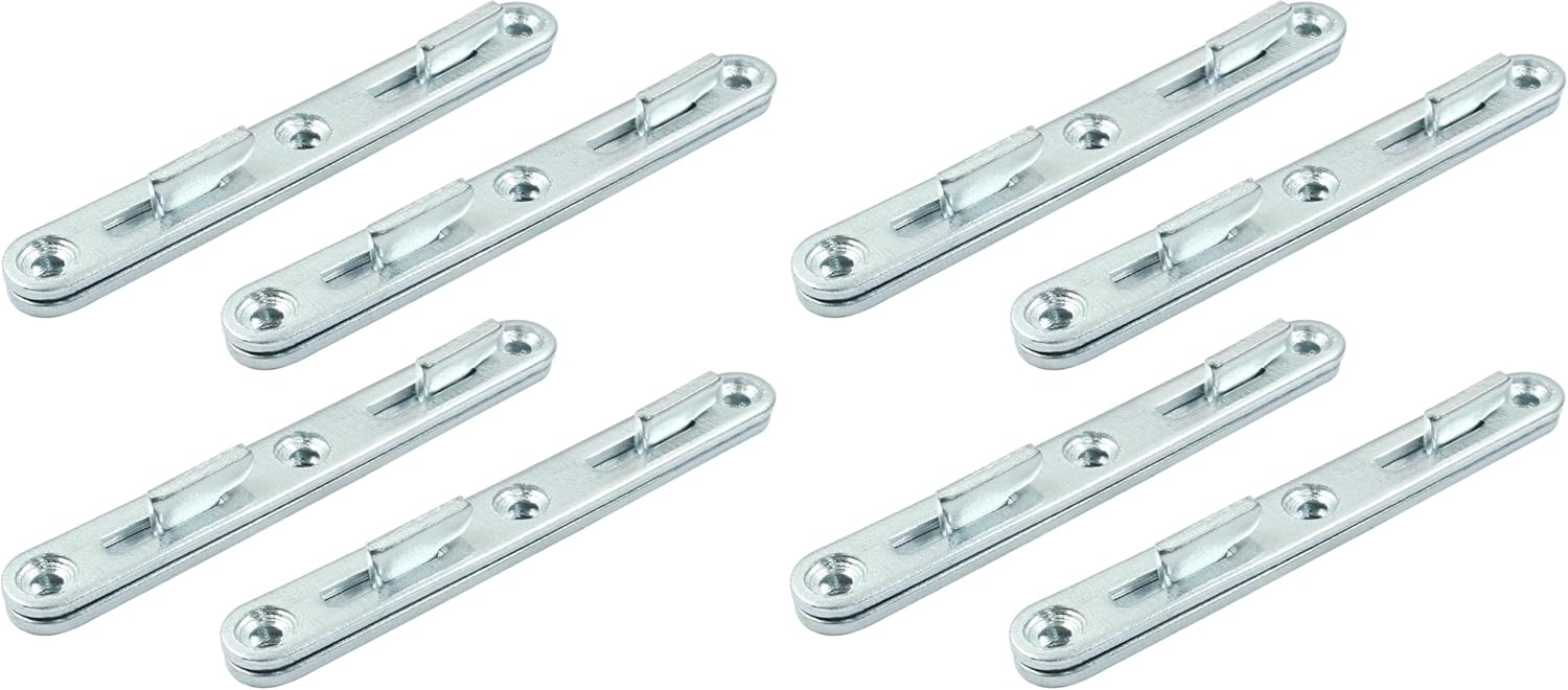 Hordion 4 Sets 5"" Bed Rail Fasteners, Wood Bed Rail Fittings Furniture Bed Frame Hardware, Silver, ZC24012608 (Pack of 2)